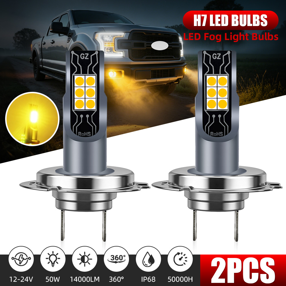 Led Fog Light H11 3000K Yellow - 2개입 LED H11 라이트 14000LM 자동차용