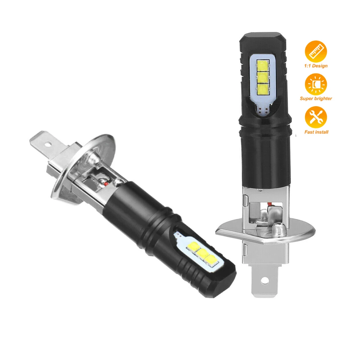 Led Headlight 6500K White 12000Lm - 2개 12000LM H1 H3 LED 헤드라이트