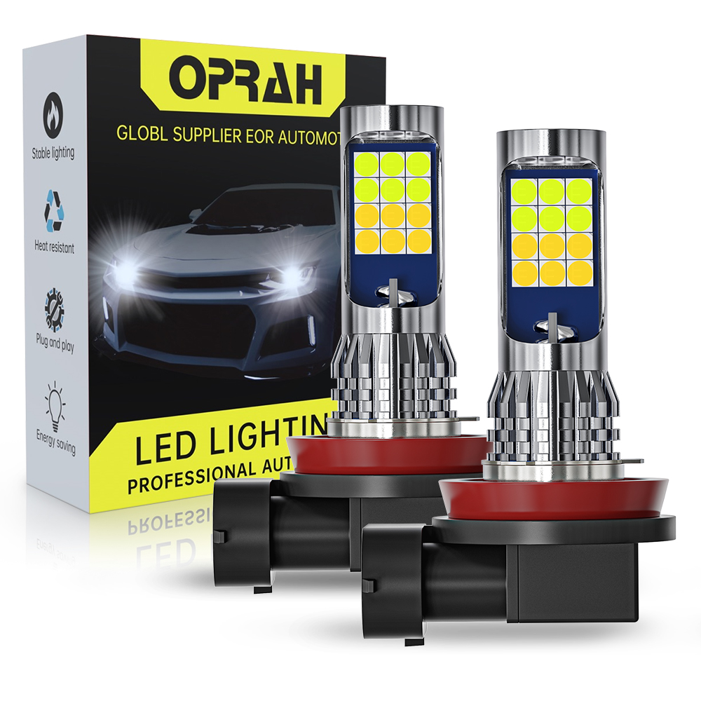 Car Led Headlight 9005 9006 - Oprah-듀얼 컬러 LED 자동차 안개등 전구,