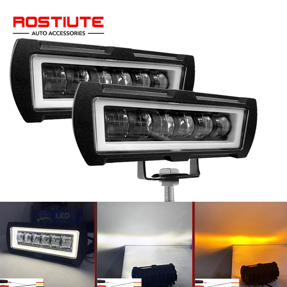 Led Work Light Bar 12 Inch Offroad - 흰색 호박색 자동차 작업등 바, 6D