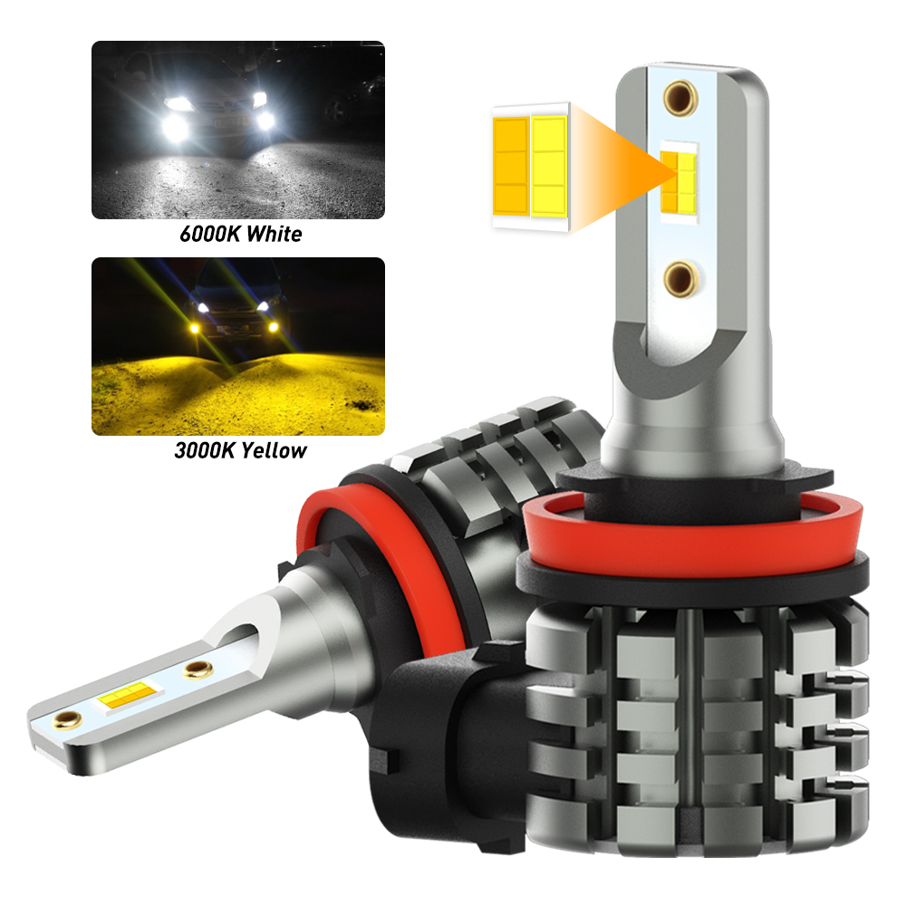 Led Fog Light H11 3000K Yellow - AUXITO 2개 듀얼 컬러 스위치백 H8