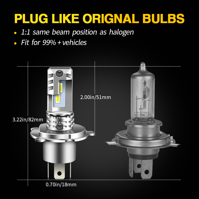 1pc/2Pcs 밝은 흰색 H7 H4 LED 로우 하이 - Led Headlight 6500K White 12000Lm 리뷰 및 가격