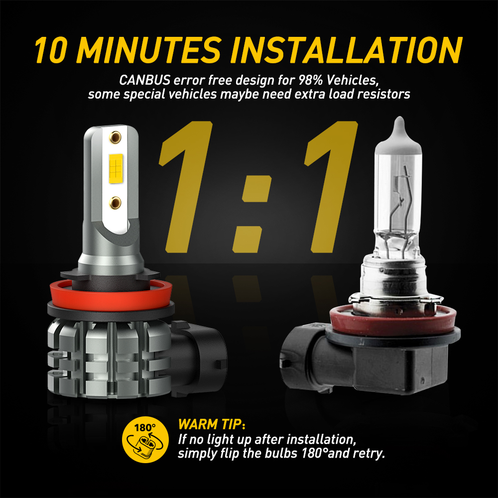 AUXITO-H11 H8 LED 안개등 전구 Canbu - Led Fog Light H11 3000K Yellow 리뷰 및 가격