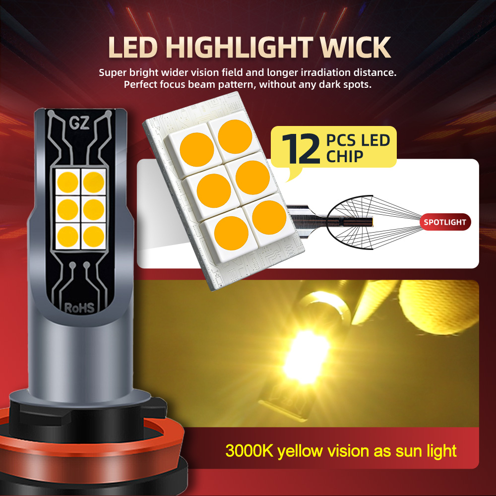 2pcs LED 전면 안개등 블러브 H11 램프 300 - Led Fog Light H11 3000K Yellow 리뷰 및 가격