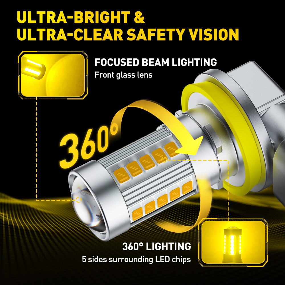AUXITO 6G27 안개등 H8 H9 H11 H16J - Led Fog Light H11 3000K Yellow 리뷰 및 가격