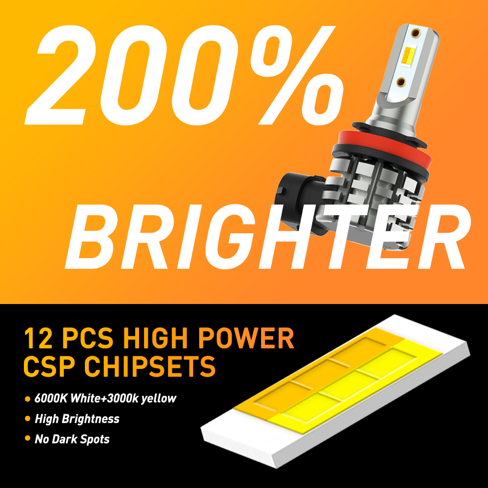 AUXITO 2개 듀얼 컬러 스위치백 H8 H11 LE - Led Fog Light H11 3000K Yellow 리뷰 및 가격